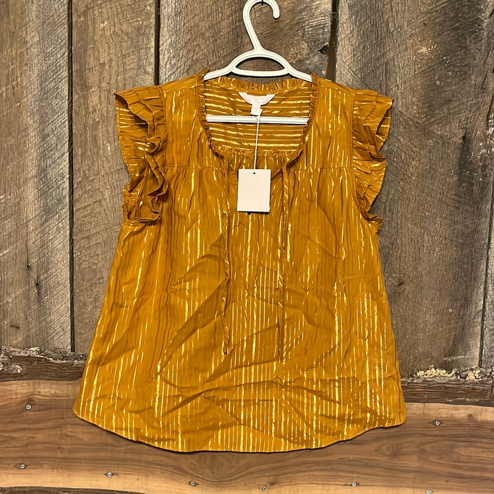 LC Lauren Conrad ruffle sleeve v neck